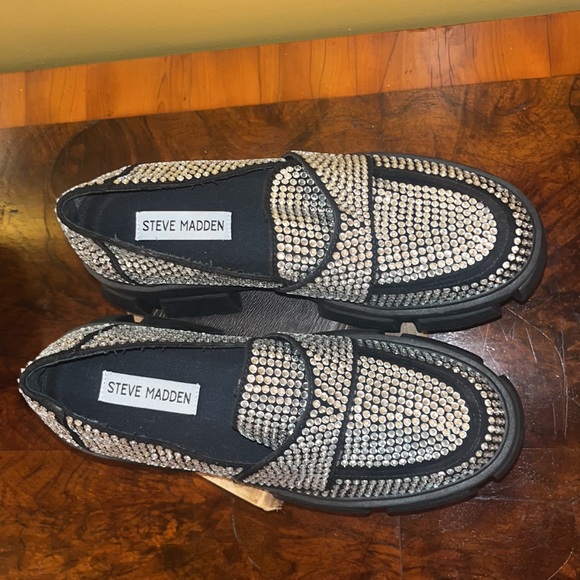 Steve Madden Trifecta Rhinestone Loafers - Picture 9 of 16
